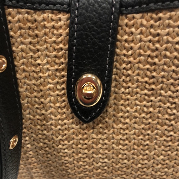 Coach Hadley Mini Straw Woven and Pebbled Leather Crossbody Bag EUC - Picture 5 of 11